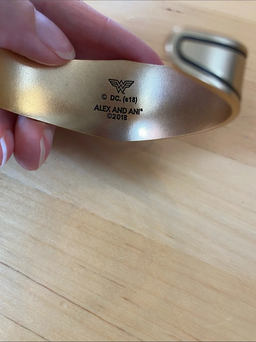 Alex and Ani Gold Tone Wonder Woman Logo Cuff Bracelet